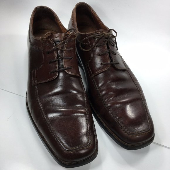 Johnston & Murphy Mens Leather Dress Shoes sz 11.5 M Made in Italy Dark Brown - Picture 4 of 12